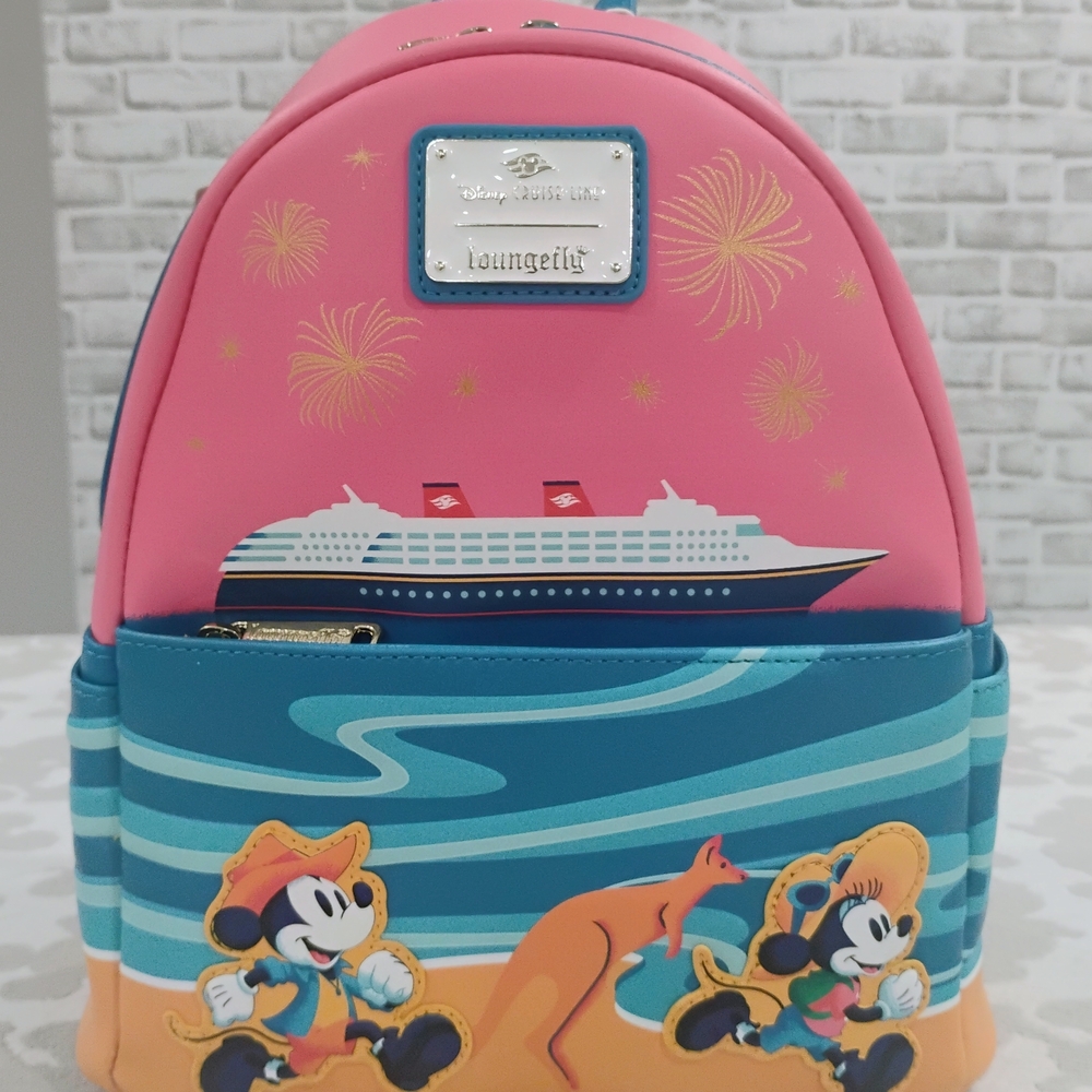 Loungefly Pink and Blue Disney Cruise Backpack